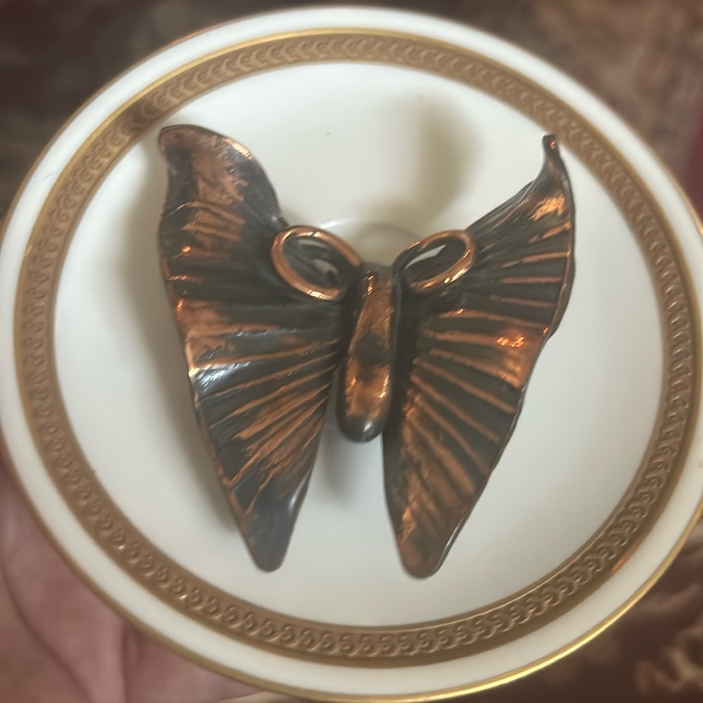Vintage Copper Butterfly Brooch